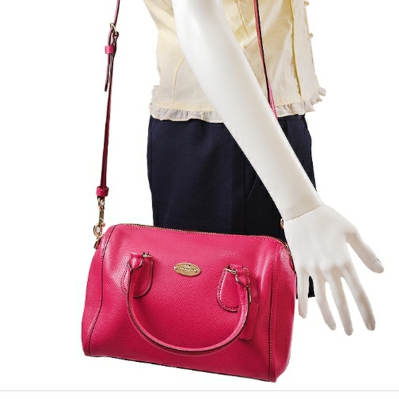☆Gorgeous ☆Brand New COACH Ruby Pink Leather Mini Bennett Satchel X-Body - Picture 15 of 16